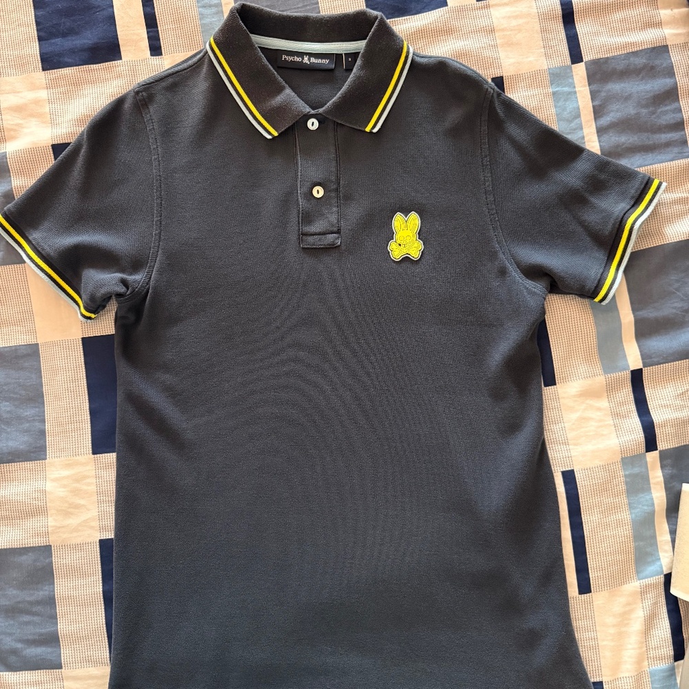 Psycho Bunny Polo Men's Navy Blue With Yellow Accent